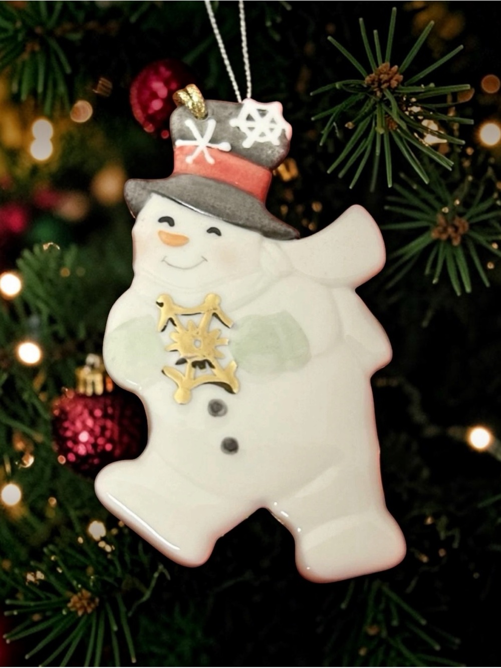 LENOX ceramic snowman Christmas Tree ornament Hat porcelain figurine collection